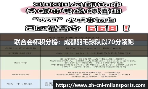 联合会杯积分榜：成都羽毛球队以70分领跑